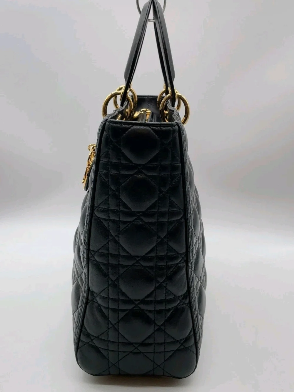 Dior Black Quilted Leather Lady Dior Top-Handle Bag